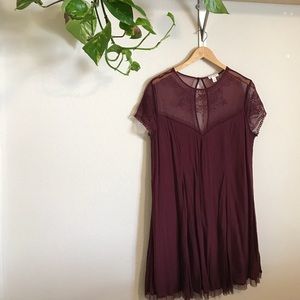 Bordeaux colored mini babydoll dress